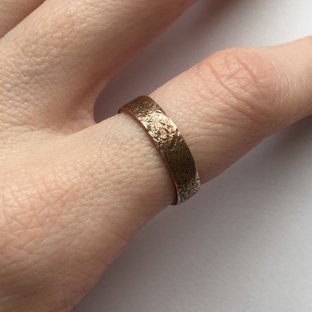 Distressed Copper Penny Coin Ring Handmade Gothic Unisex Vintage Therapeutic